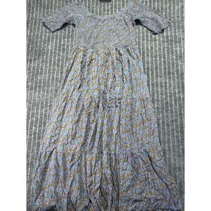 Natural Life Maxi Dress Womens L/XL Smocked Tiered Boho Paisley Flowy Peasant